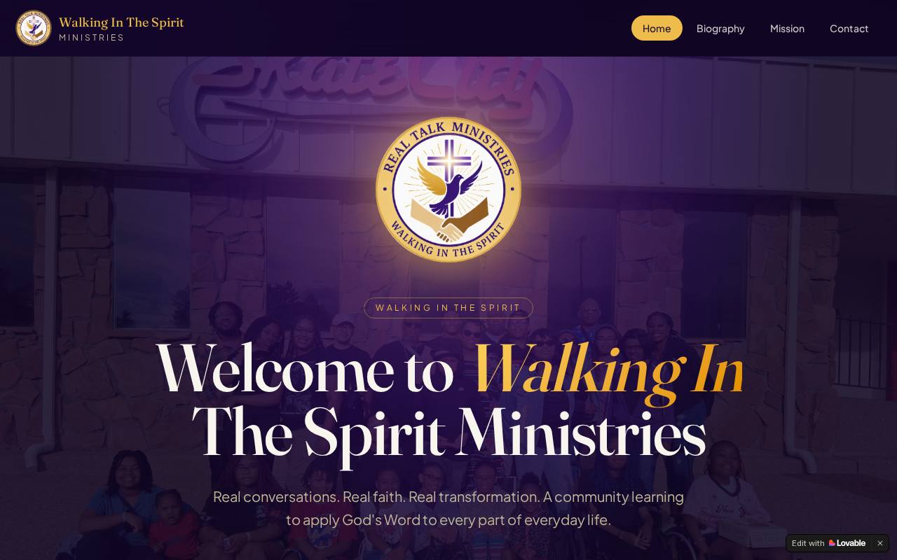 Real Talk Ministries website preview