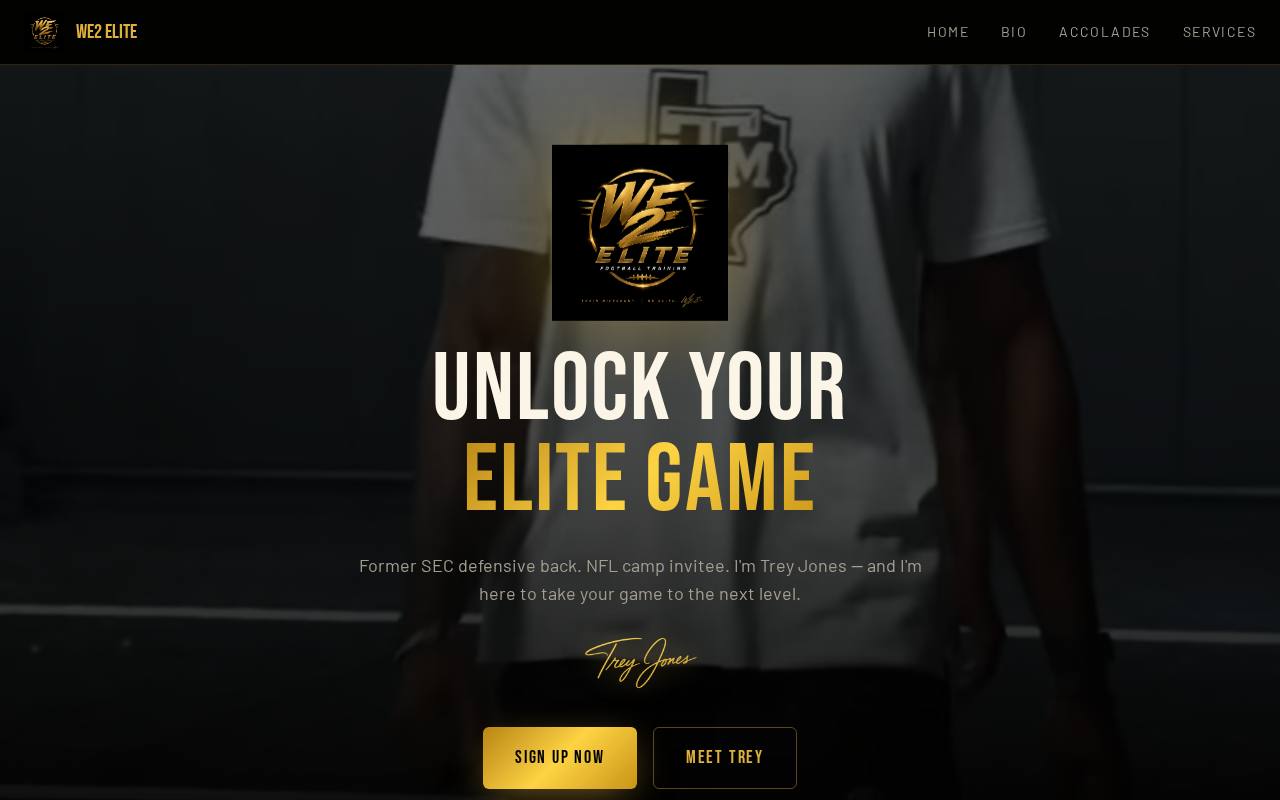 Trey's Elite Training website preview